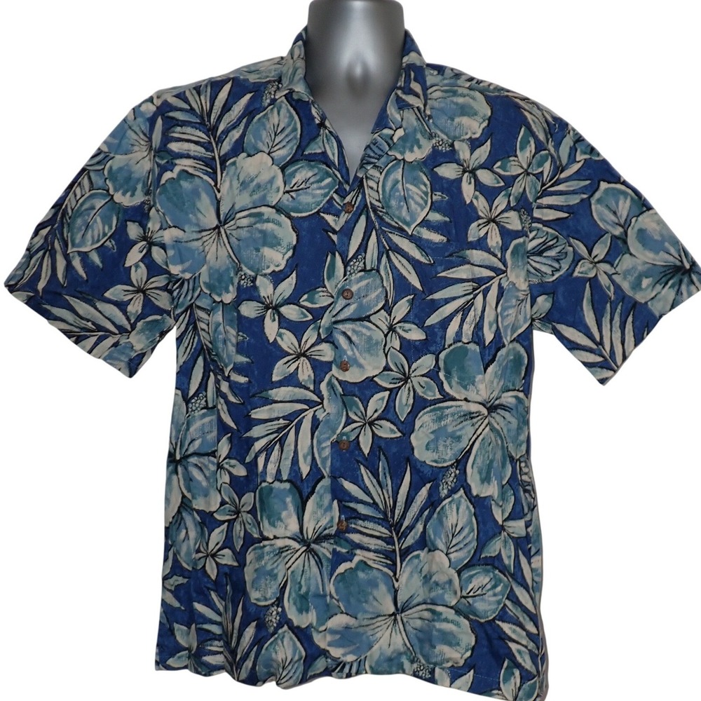 Vintage Blue Hawaii Tropical Hawaiian Shirt Mens L Floral Vacation Cruise‎